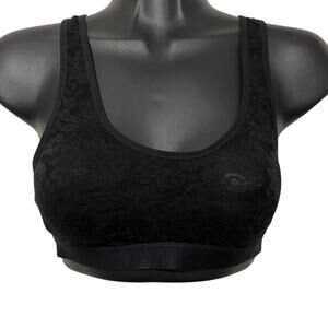 Aerie Womens Bralette Size Small Smoothez Black Floral Lace Scoop Pullover Bra
